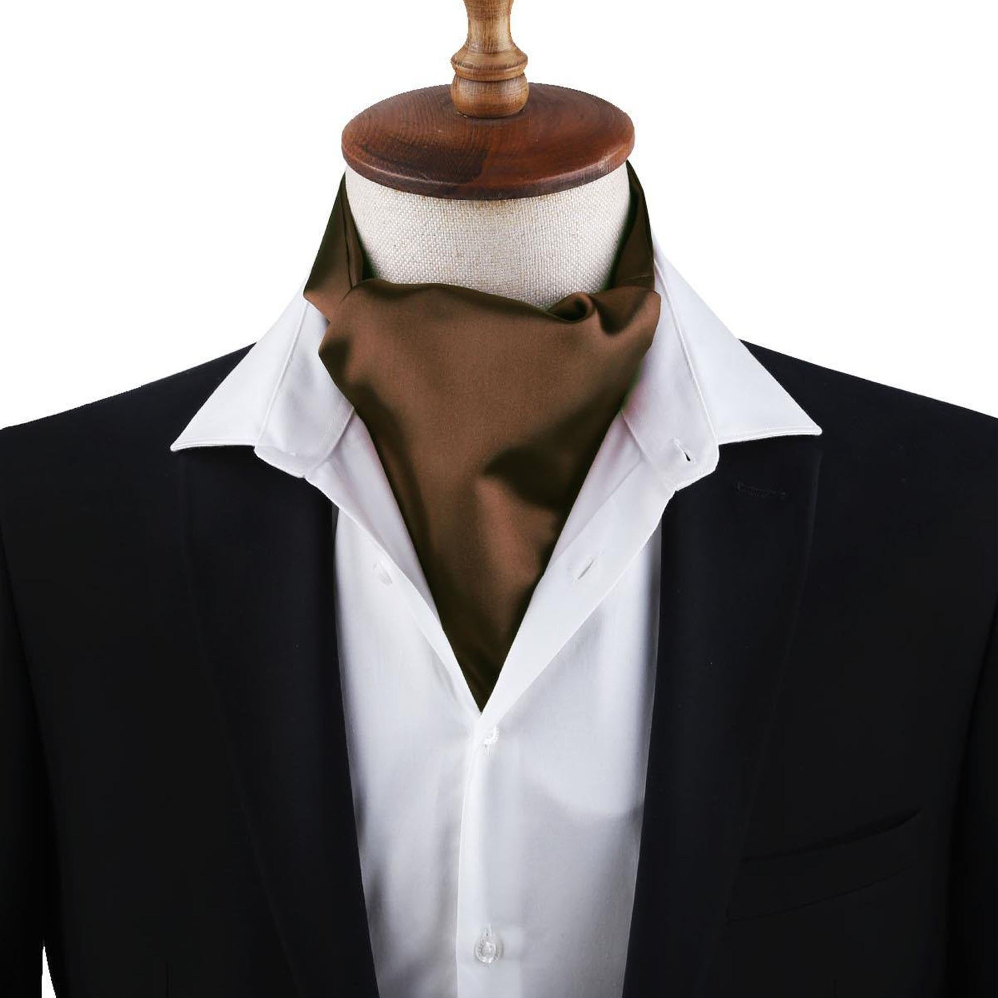 Men’s Chocolate Brown Satin Ascot Cravat