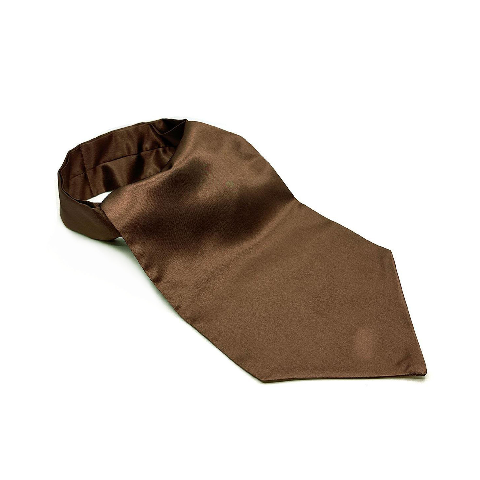 Men’s Chocolate Brown Satin Ascot Cravat - Image 2