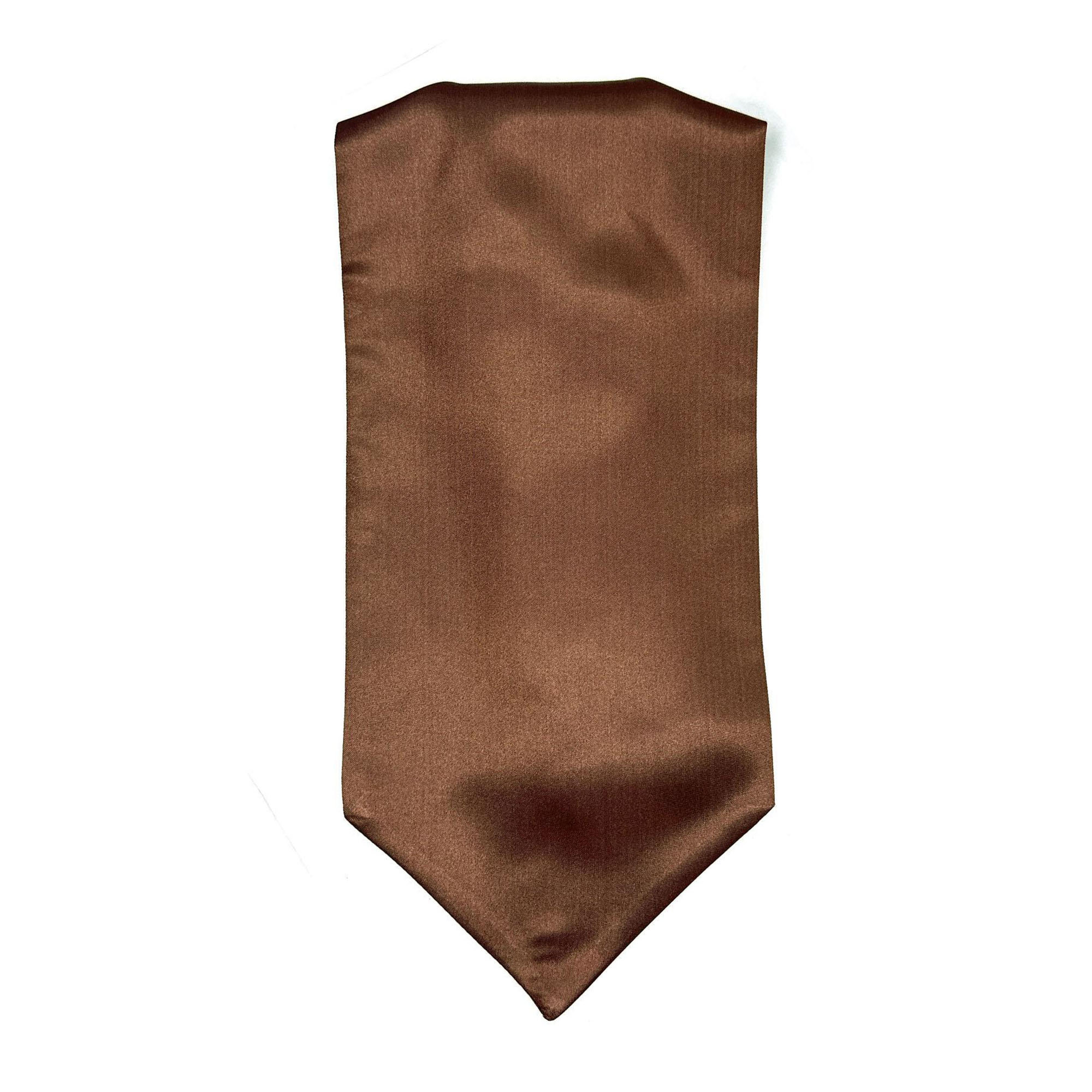 Men’s Chocolate Brown Satin Ascot Cravat - Image 3