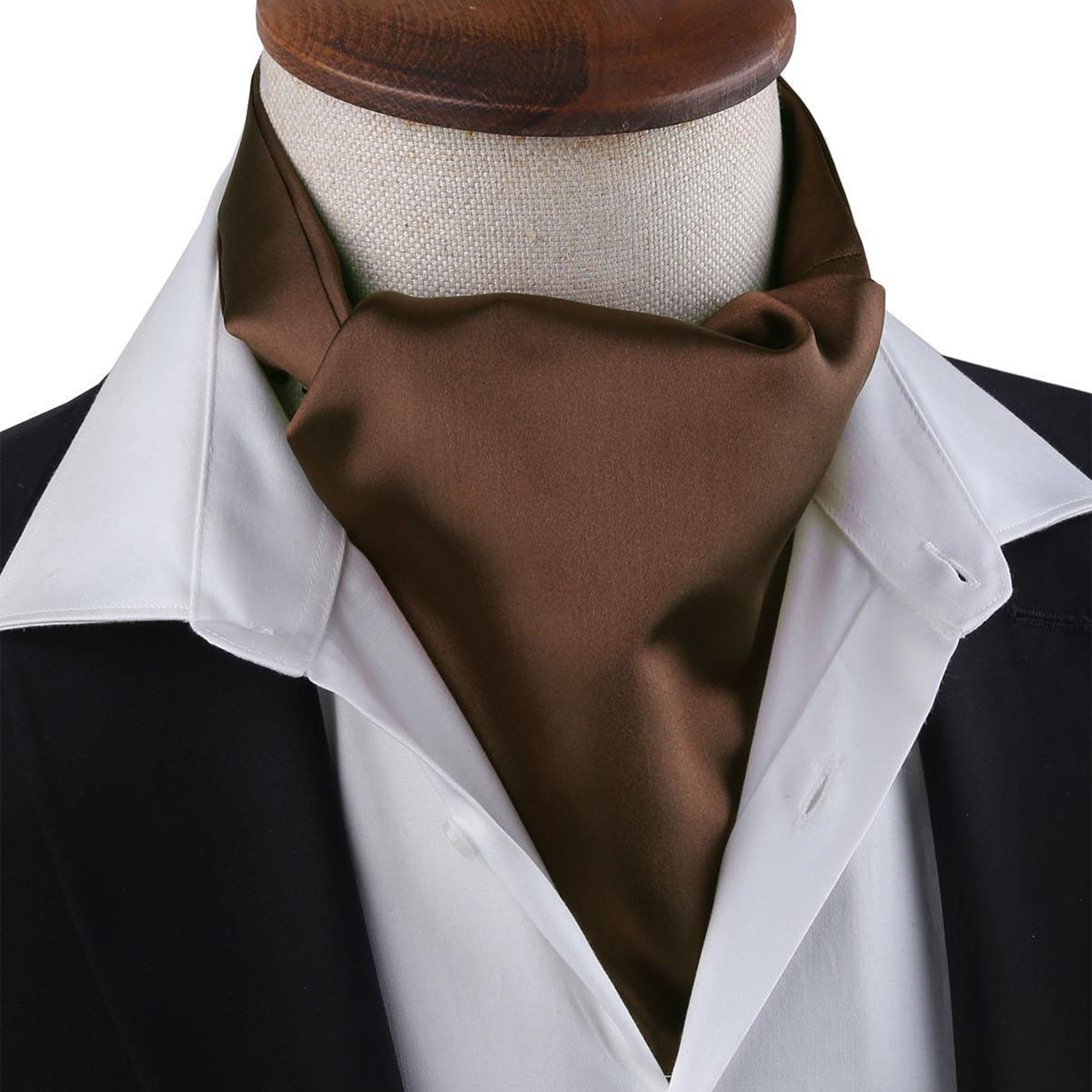 Men’s Chocolate Brown Satin Ascot Cravat - Image 4
