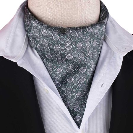 Men’s Sage Green Geometric Diamond Satin Ascot Cravat