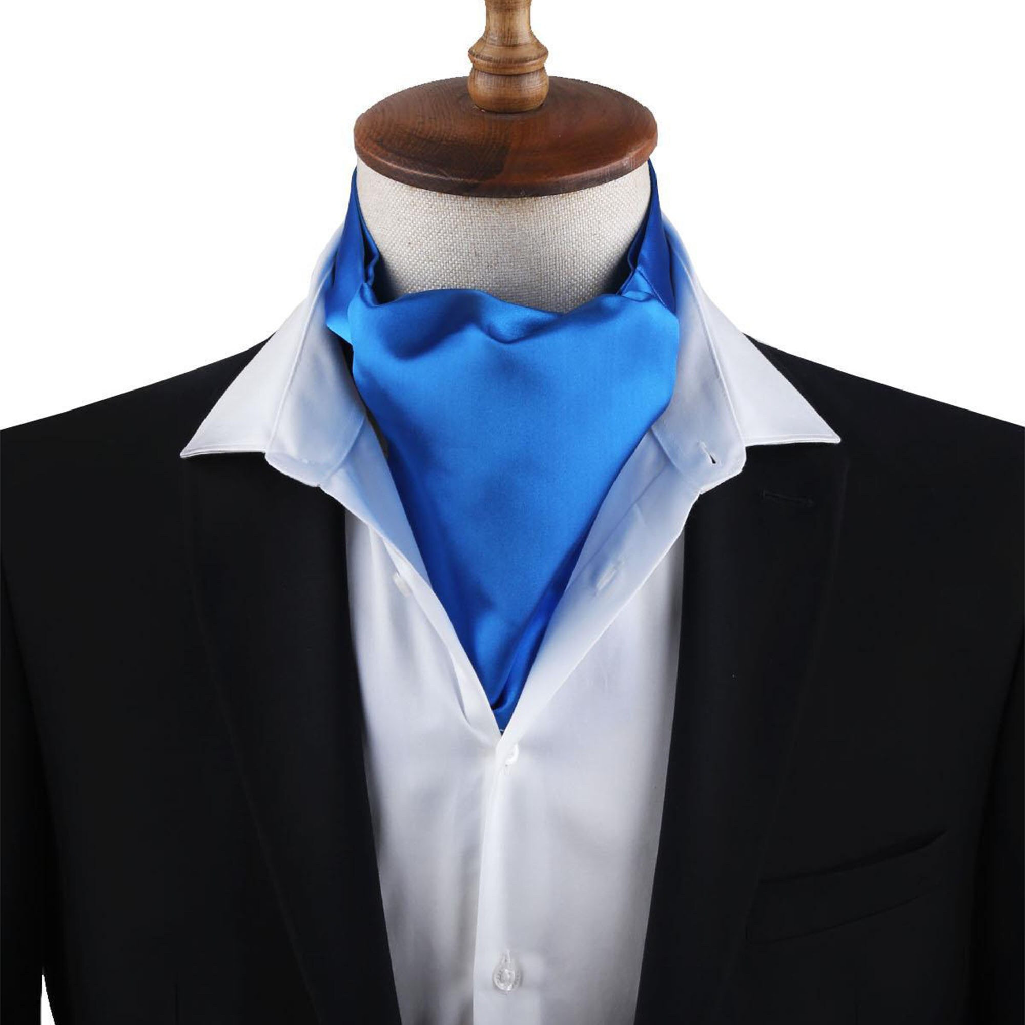 Men’s Royal Blue Satin Ascot Cravat - Image 4