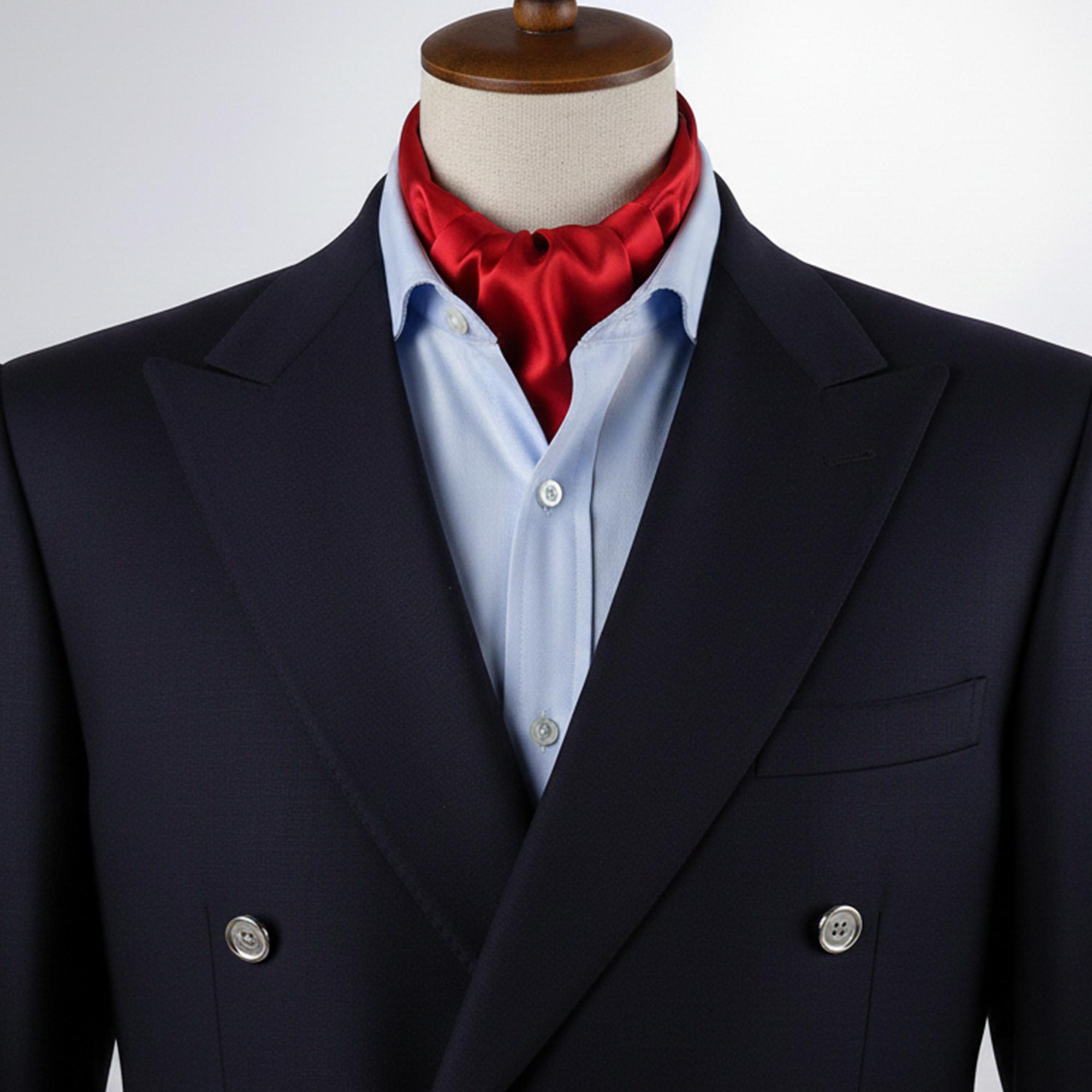 Men’s Crimson Red Satin Ascot Cravat - Image 5