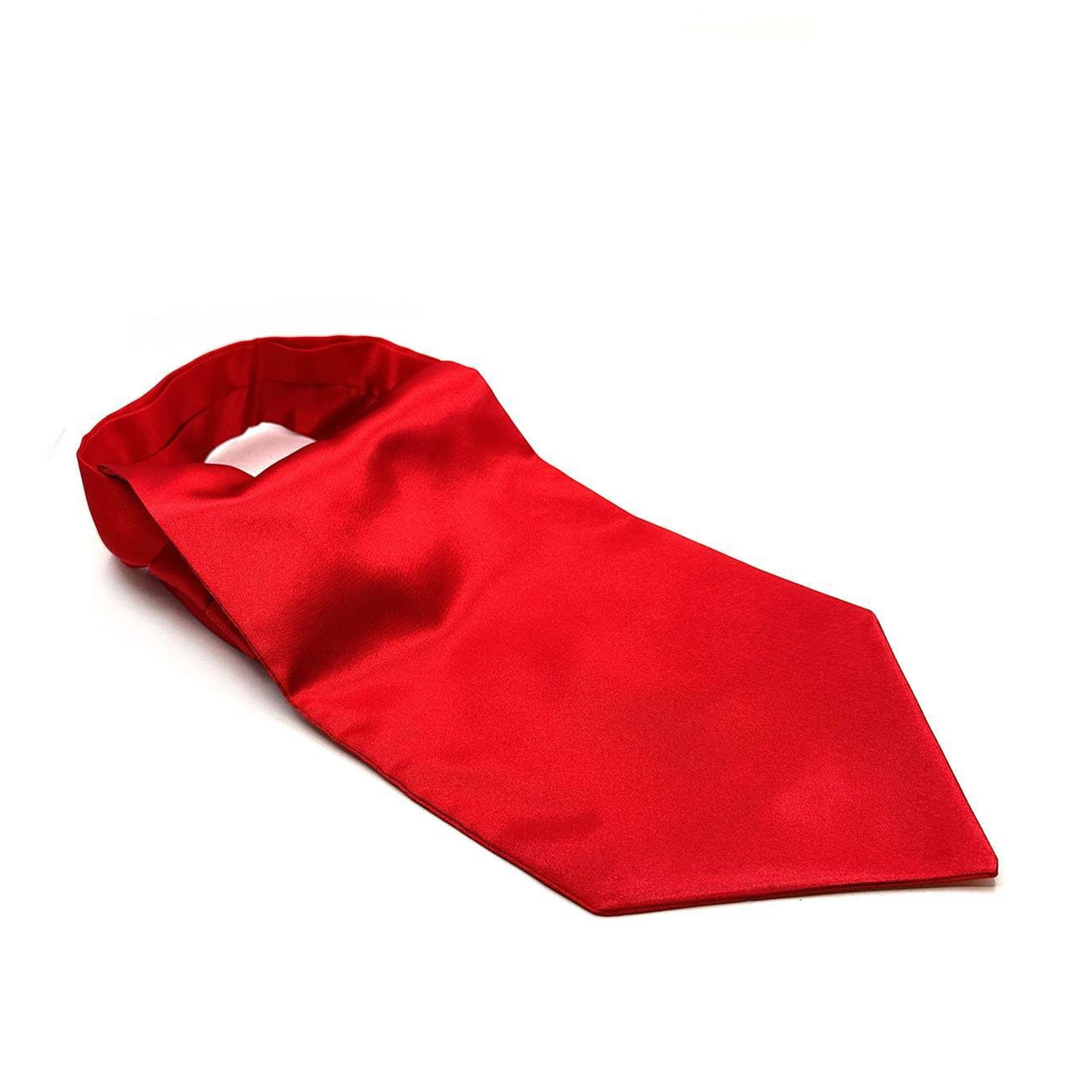 Men’s Crimson Red Satin Ascot Cravat - Image 2