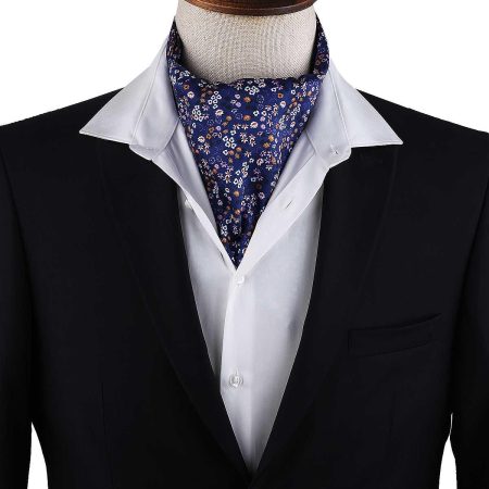 Men’s Royal Blue Ditsy Floral Satin Ascot Cravat