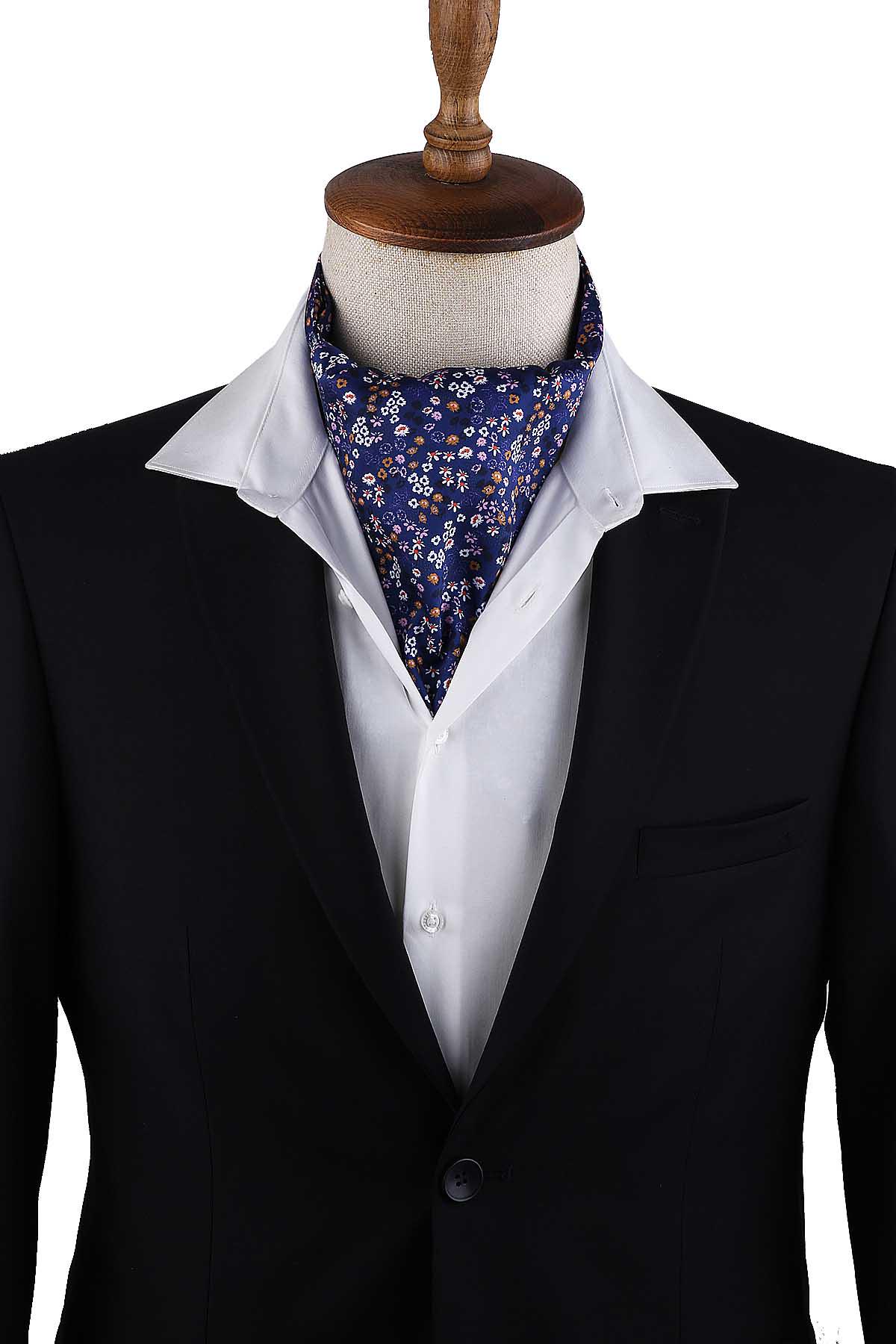 Men’s Royal Blue Ditsy Floral Satin Ascot Cravat