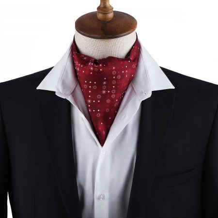 Men’s Burgundy Red Micro Floral Satin Ascot Cravat