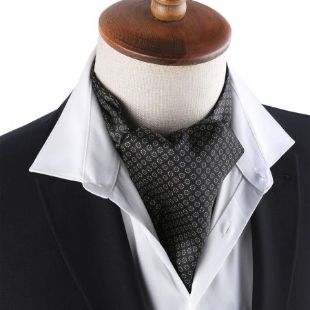 Men’s Black Micro Floral Satin Ascot Cravat