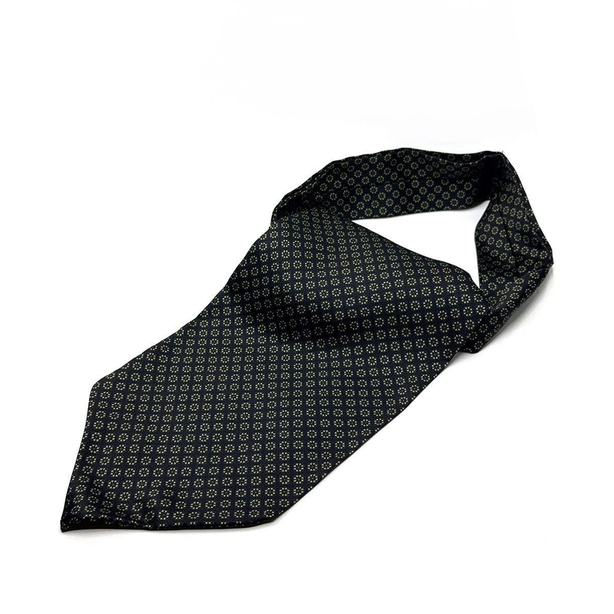 Men’s Black Micro Floral Satin Ascot Cravat - Image 3