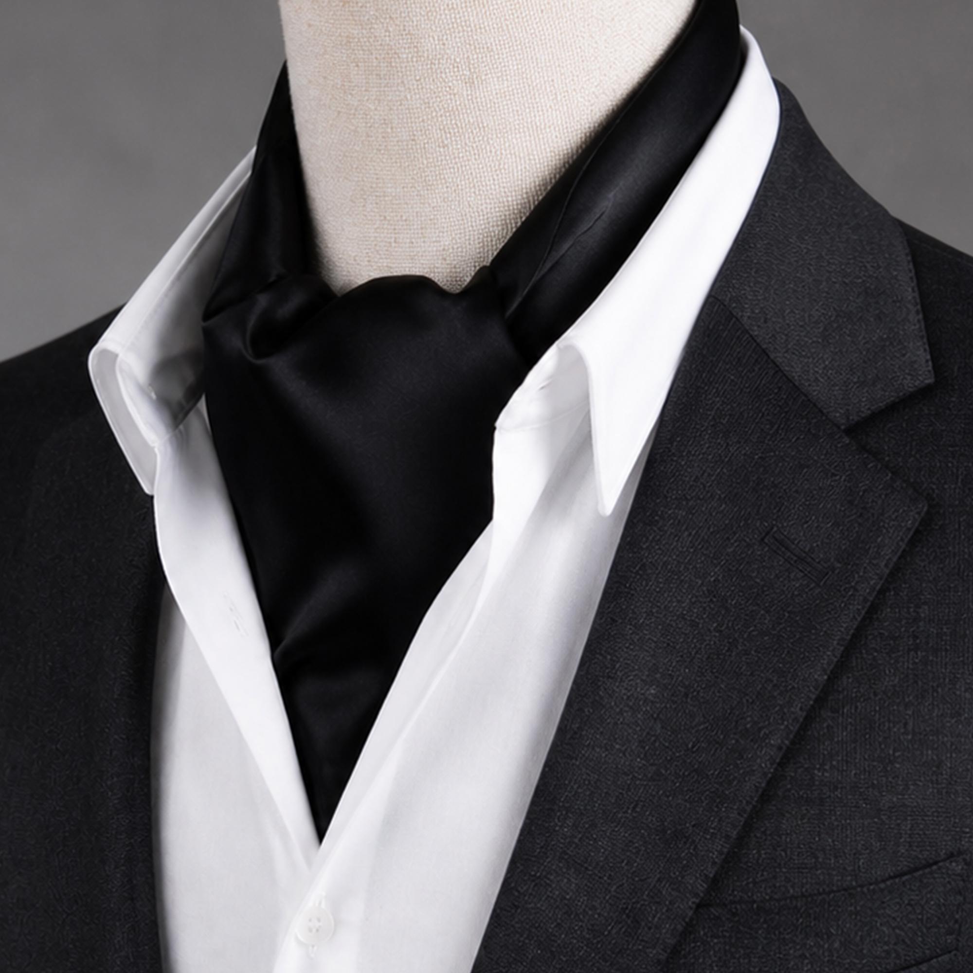 Men’s Black Satin Ascot Cravat